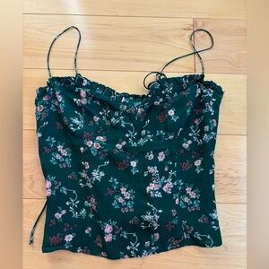 Reformation Green Floral Novena Cami Top Size 2